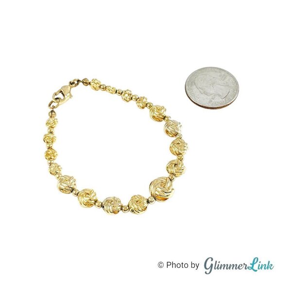 Rosette Faux Monkey Fist Knot Graduated Gold Tone Bracelet - Picture 6 of 9
